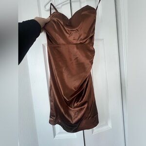 C'est Toi Sweetheart Neckline Mini Dress Chocolate